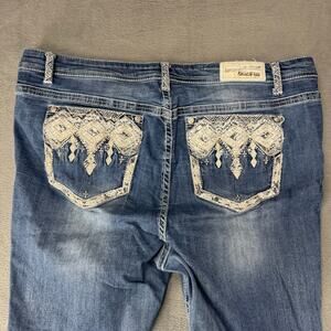 Grace in LA Sequins Embroidered Cut‎ Off Bermuda Stretch Denim Jean Shorts 21